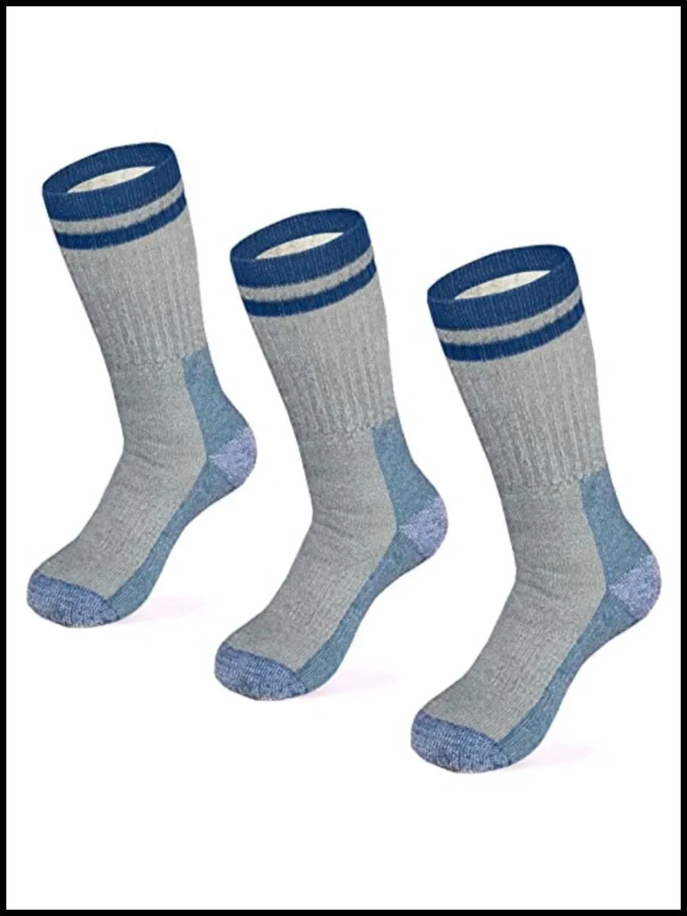 Merino Wool Hiking Socks 3 Pairs Midweight Cushioned Crew Length Men Women